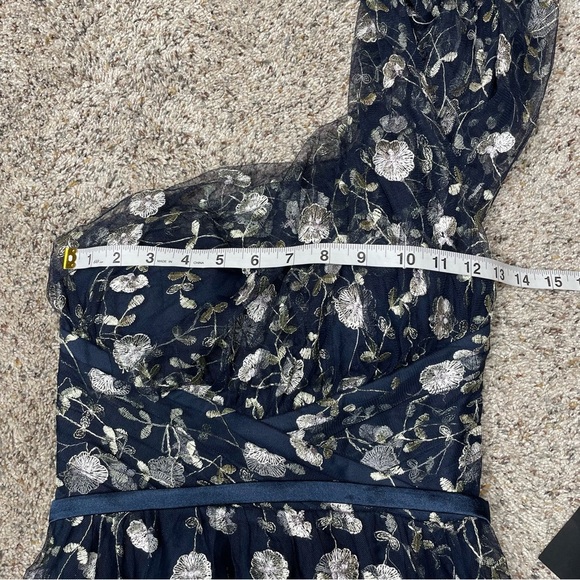 Lulus Whimsical Allure Navy Mesh Embroidered One-Shoulder Maxi Dress XS NWT - Picture 9 of 11